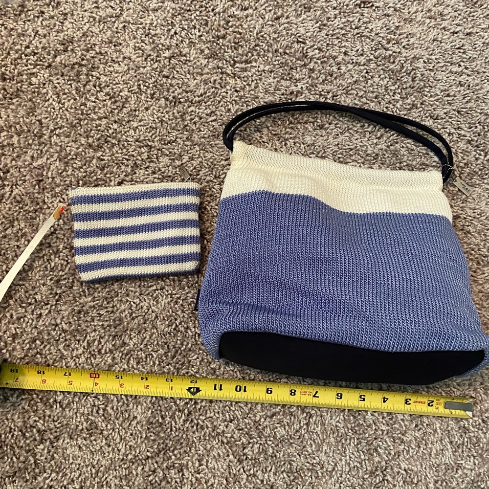 The Sak Elliot Luca Knitted Periwinkle /Cream Shoulder Bag/Purse